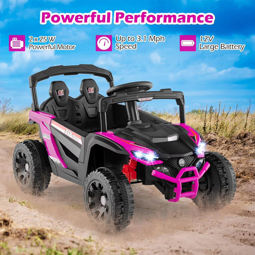 OLAKIDS 12V Ride on Car UTV, Electric Off-Road Truck with Remote Control, Lockable Doors, Safety Belt, Horn, Music, Lights, 4 Wheeler Toys for Kids Toddlers Aged 3+ Years