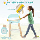 OLAKIDS Barbecue Grill Playset, Kids Wooden Pretend BBQ Toy Set with 21 Food Accessories, Role Play Kitchen Cooking Set Gift for Toddlers Boys Girls Age 3+