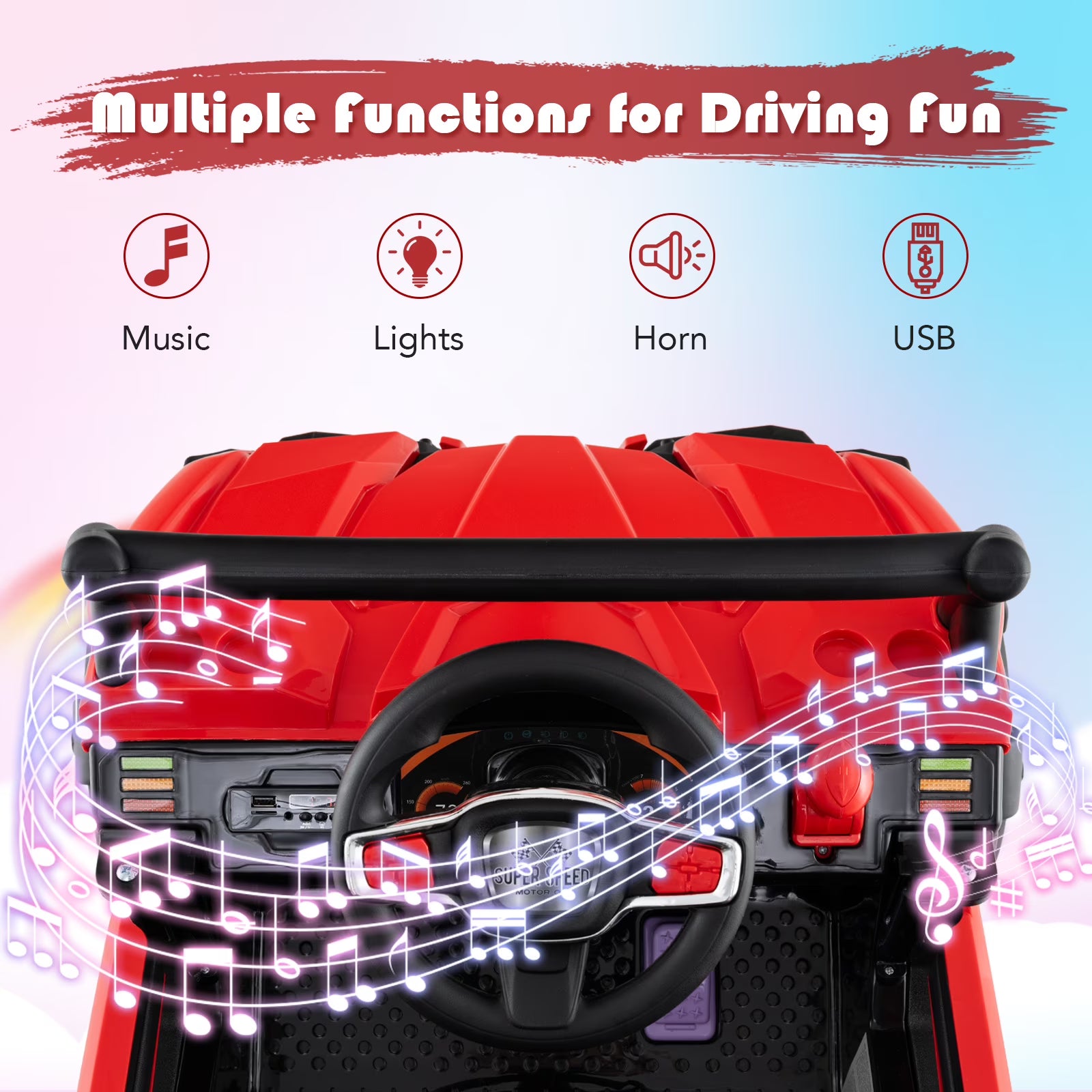 OLAKIDS 12V Ride on UTV, Battery Powered Off-Road Kids Electric Vehicles with Remote Control, Music, Horn, MP3, Lights, 3 Speeds, Soft Start, Ride on Truck for 3+ Boys Girls