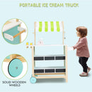 OLAKIDS Wooden Grocery Store Marketplace Toy, Supermarket Pretend Play, Extra Storage 6 Ice Creams Scales Bells Chalkboards, Fun Indoor Farmer's Market Stand Set Gift for Ages 3+