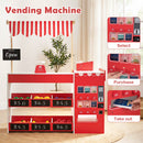 INFANS Grocery Store Pretend Play for Kids, Wooden Supermarket Toy Set with Shopping Cart, Vending Machine, Cash Register, Gift for Boys Girls 3+