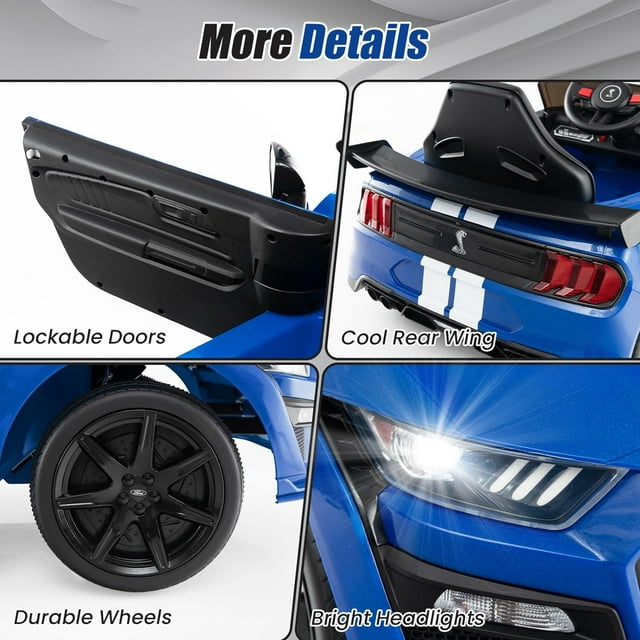 OLAKIDS Licensed Ford Mustang GT500 Ride on Car Battery Powered Electric Vehicle for Aged 3-8