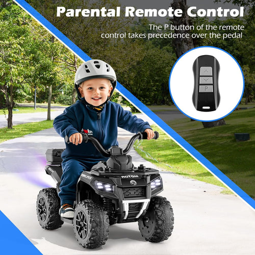 OLAKIDS Kids ATV with Spray Function, Remote Control, Storage Trunk, 6V Electric Toddler Ride on Toy