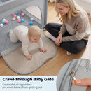 INFANS 74" x 62" Baby Playpen with Soft Mat, Basketball Hoop, 2 Soccer Goals, 4 Handles & 50 Ocean Balls, Breathable Mesh, Indoor & Outdoor Large Play Yard for Toddlers