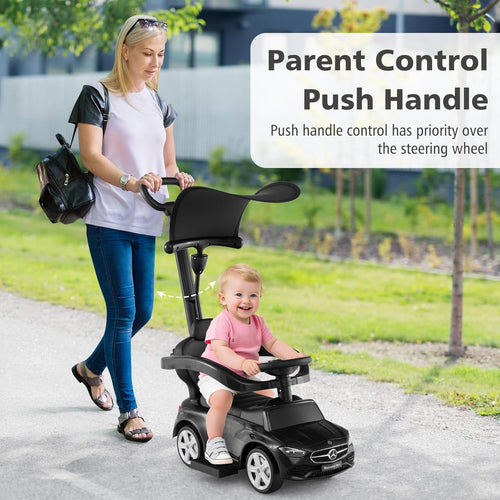 OLAKIDS Licensed Mercedes Benz Push Car for Toddlers, 3 in 1 Baby Stroller