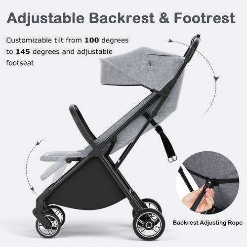 INFANS Lightweight Baby Stroller, One-Hand Gravity Fold, Compact Travel Stroller for Airplane