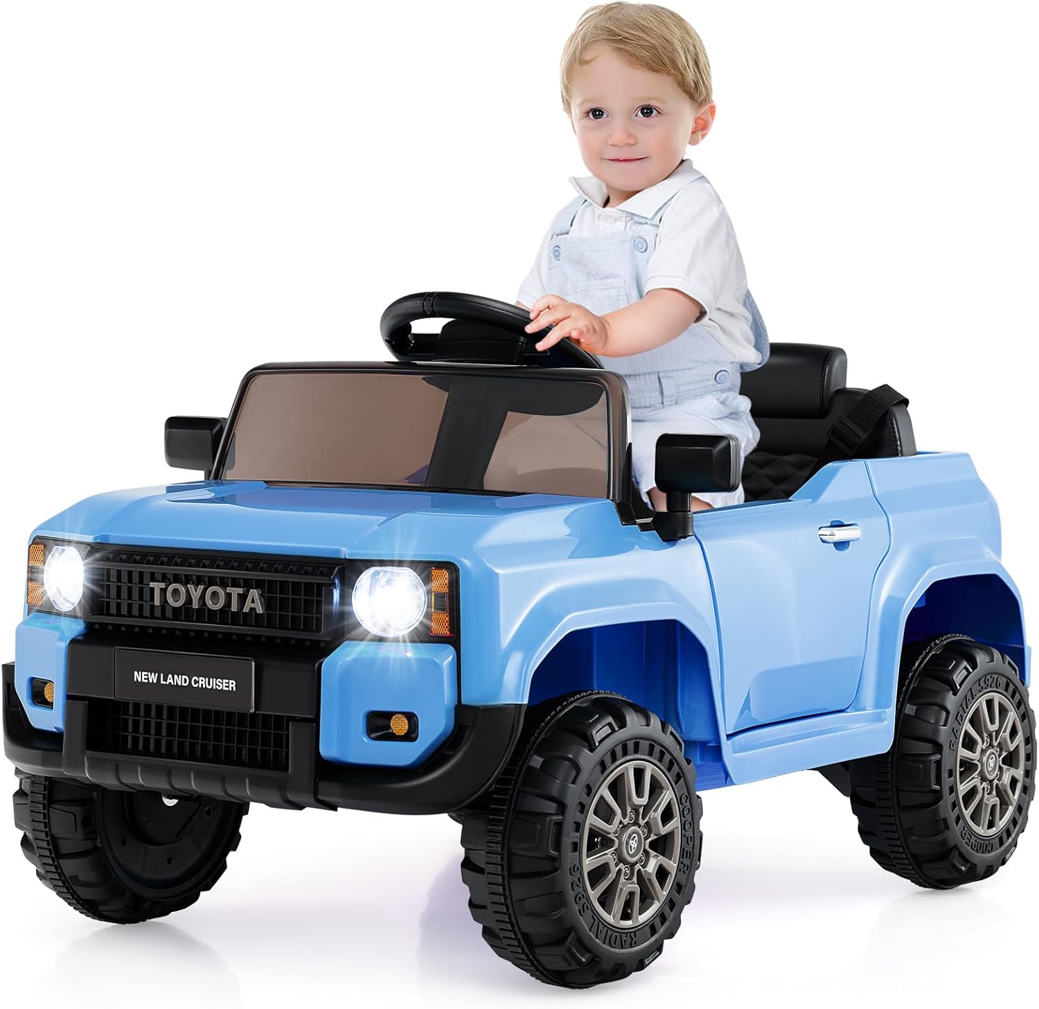 Licensed Toyota LC250 Ride on Car by OLAKIDS, 12V Kids Electric Vehicle with Remote Control, Toddlers Battery Powered Toy Gift with 2 Speeds 4 Wheels Suspension Power Display USB Music Horn