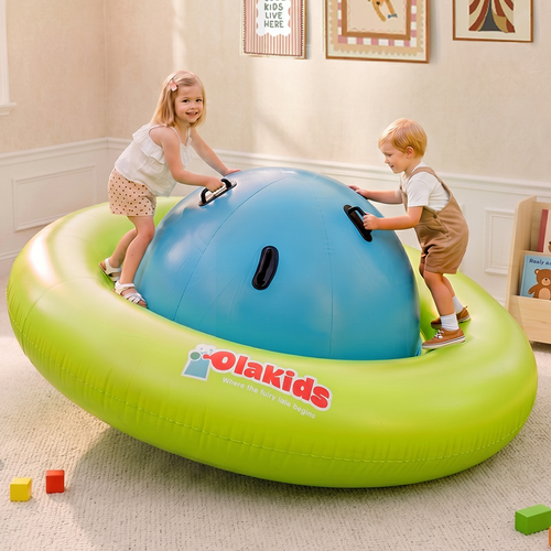 Olakids 8FT Inflatable Dome Rocker Bouncer Outdoor Kids Seesaw & Play Center