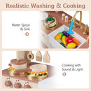 OLAKIDS Play Kitchen, Wooden Kids Cooking Toy with Realistic Lights Sounds, Ice Maker, Microwave, 14 Pretend Play Accessories for Boys Girls Ages 3+