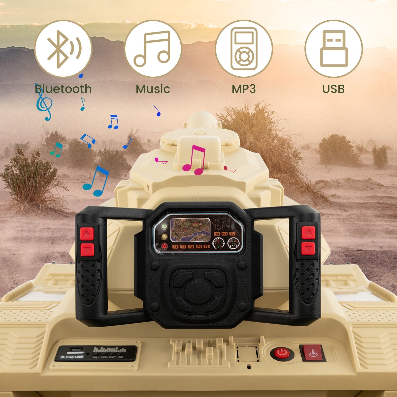 OLAKIDS 12V Ride on Car, Kids Electric Tank Battery Powered Army Tank Toy for Boys Girls