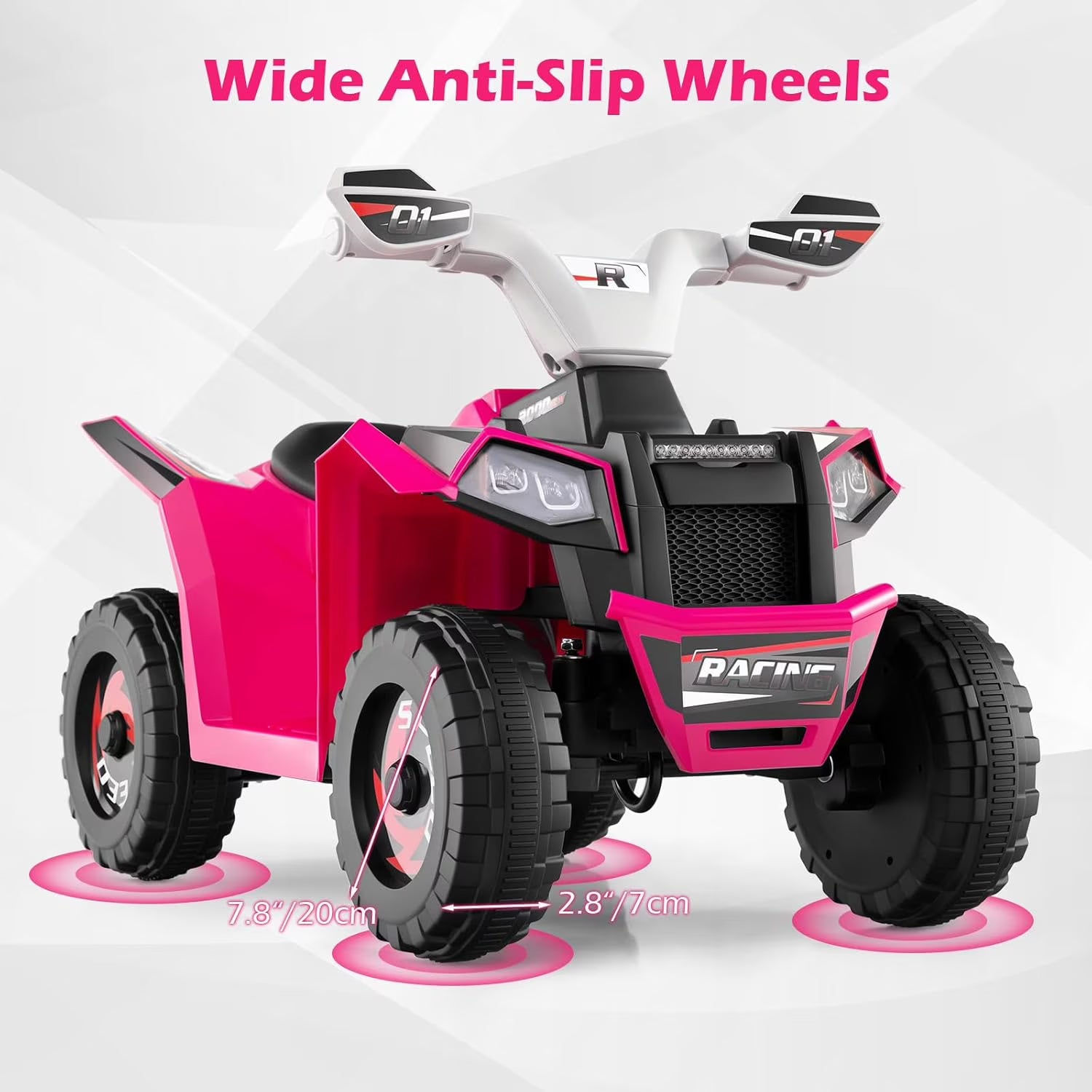 OLAKIDS 6V Kids ATV with Removable Trailer, Forward Backward Function, Widened & Wear-Resistant Wheels, Ride On Toy for Toddlers