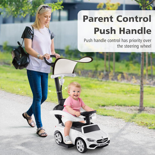 OLAKIDS Licensed Mercedes Benz Push Car for Toddlers, 3 in 1 Baby Stroller