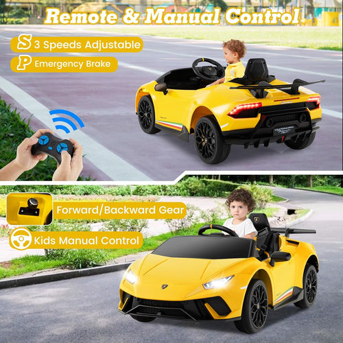 OLAKIDS Licensed Lamborghini Huracan Ride on Car 12V Kids Electric Vehicle for Aged 3-8 Years