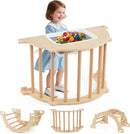 OLAKIDS Climbing Arch for Toddlers 5 in 1 Wooden Indoor Kids Climber Rocker Montessori Sensory Table