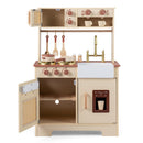 OLAKIDS Play Kitchen, Wooden Kids Cooking Toy with Realistic Lights Sounds, Ice Maker, Microwave, 14 Pretend Play Accessories for Boys Girls Ages 3+