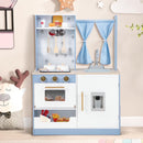 OLAKIDS Wooden Kids Kitchen Playset with Microwave, Pretend Cooking Toy Set