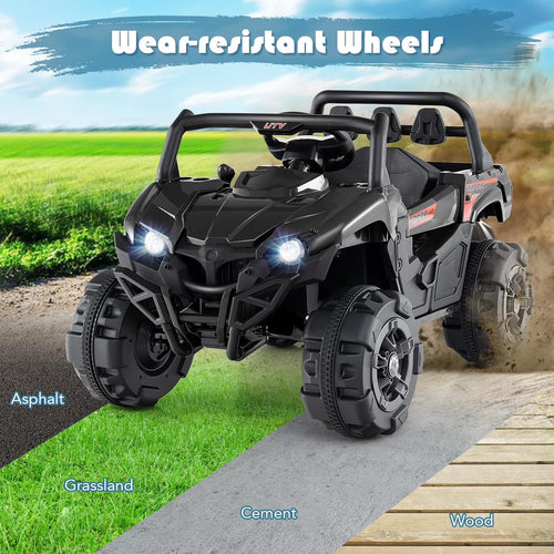 OLAKIDS 12V Ride on UTV, Battery Powered Off-Road Kids Electric Vehicles with Remote Control, Music, Horn, MP3, Lights, 3 Speeds, Soft Start, Ride on Truck for 3+ Boys Girls