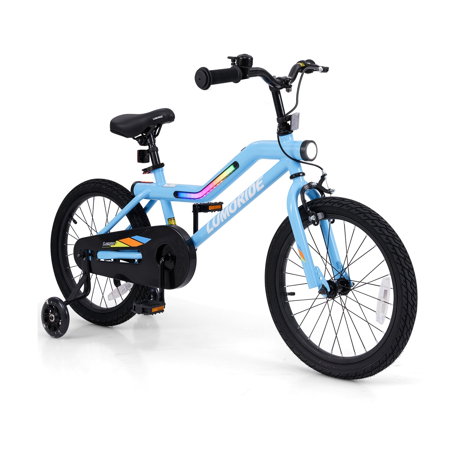 OLAKIDS Kids Bike with LED Lights & Training Wheels, Adjustable Bicycle for Toddlers