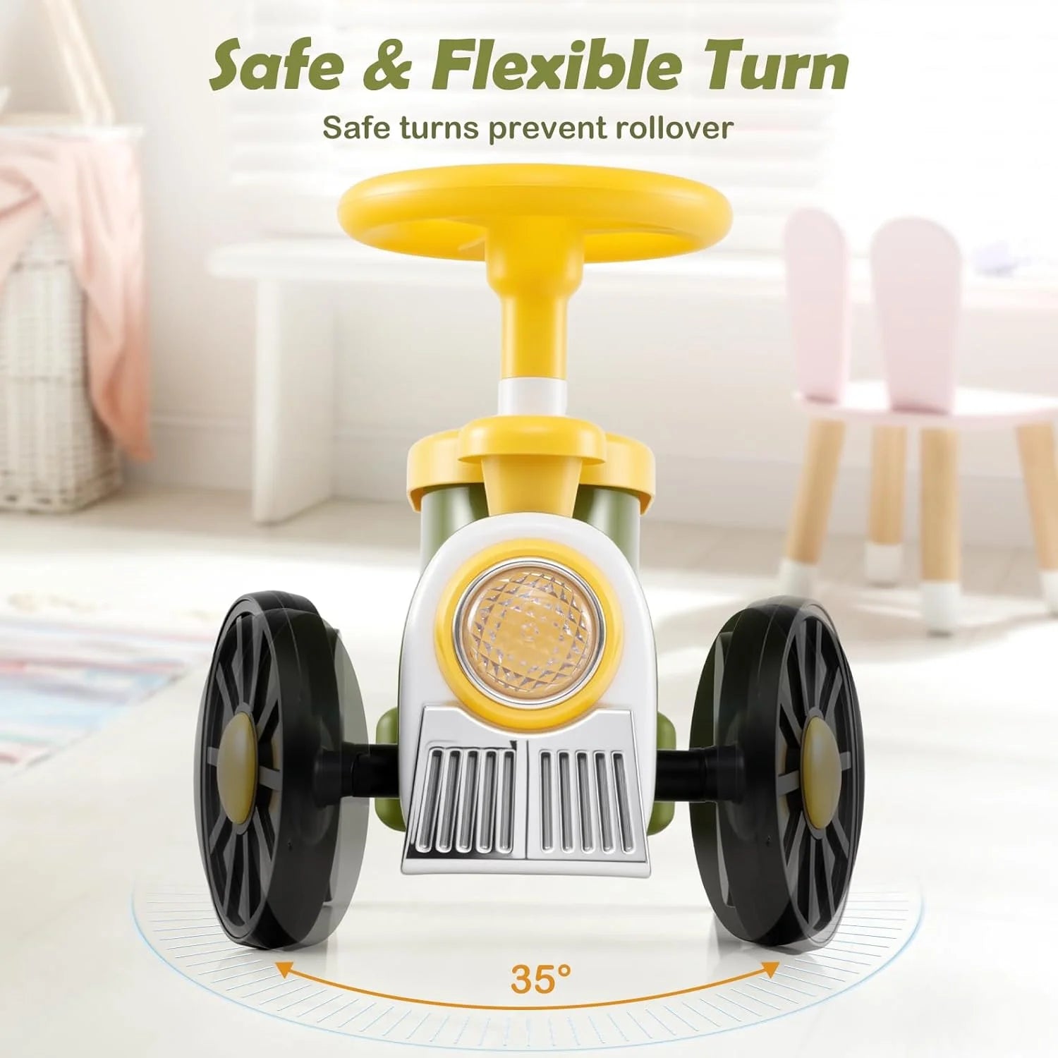 OLAKIDS Ride on Push Car, Kids Foot-to-Floor Sliding Car for Toddler with Train Whistle Sound, Under-Seat Storage, Toy Walker for Boys Girls Aged 19-36 Months