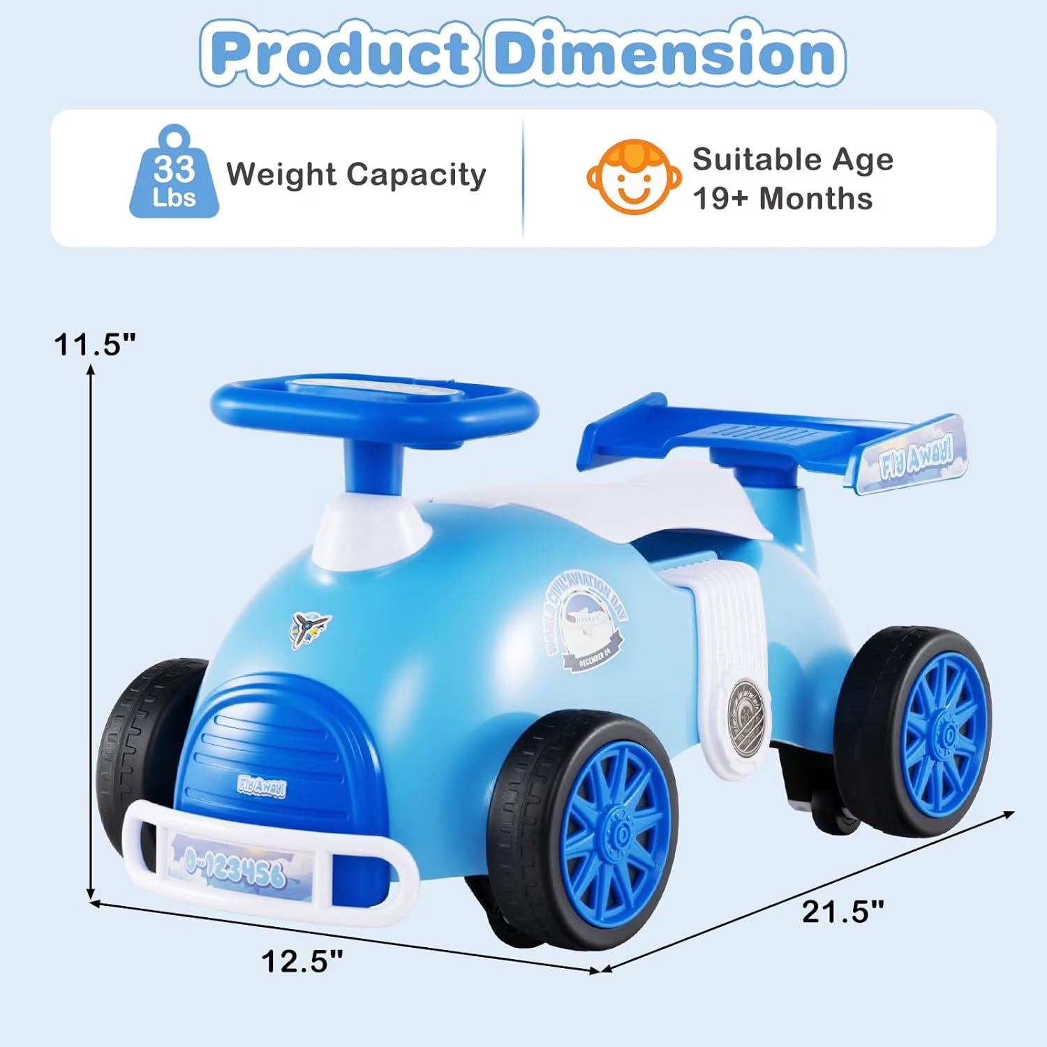 OLAKIDS Ride on Push Car with Music, Under-Seat Storage, Kids Foot-to-Floor Sliding Car for Toddler 19-36 Months