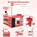 INFANS Grocery Store Pretend Play for Kids, Wooden Supermarket Toy Set with Shopping Cart, Vending Machine, Cash Register, Gift for Boys Girls 3+