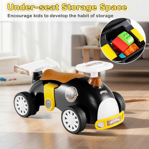 OLAKIDS Ride on Push Car with Music, Under-Seat Storage, Kids Foot-to-Floor Sliding Car for Toddler 19-36 Months