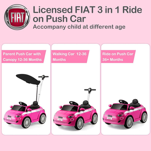 OLAKIDS Licensed Fiat 500 Ride on Push Car for Kids Toddlers 18 Month+