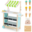 OLAKIDS Wooden Grocery Store Marketplace Toy, Supermarket Pretend Play, Extra Storage 6 Ice Creams Scales Bells Chalkboards, Fun Indoor Farmer's Market Stand Set Gift for Ages 3+