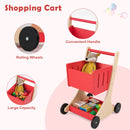 INFANS Grocery Store Pretend Play for Kids, Wooden Supermarket Toy Set with Shopping Cart, Vending Machine, Cash Register, Gift for Boys Girls 3+
