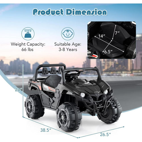 OLAKIDS 12V Ride on UTV, Battery Powered Off-Road Kids Electric Vehicles with Remote Control, Music, Horn, MP3, Lights, 3 Speeds, Soft Start, Ride on Truck for 3+ Boys Girls