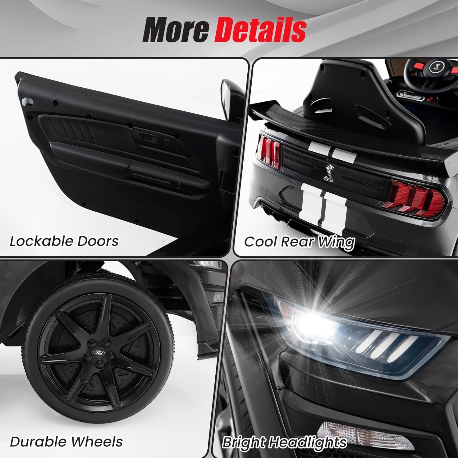 OLAKIDS Licensed Ford Mustang GT500 Ride on Car Battery Powered Electric Vehicle for Aged 3-8