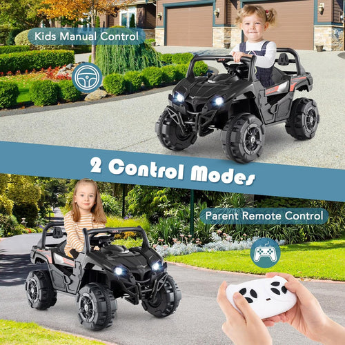OLAKIDS 12V Ride on UTV, Battery Powered Off-Road Kids Electric Vehicles with Remote Control, Music, Horn, MP3, Lights, 3 Speeds, Soft Start, Ride on Truck for 3+ Boys Girls