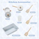 OLAKIDS Wooden Kids Kitchen Playset with Microwave, Pretend Cooking Toy Set