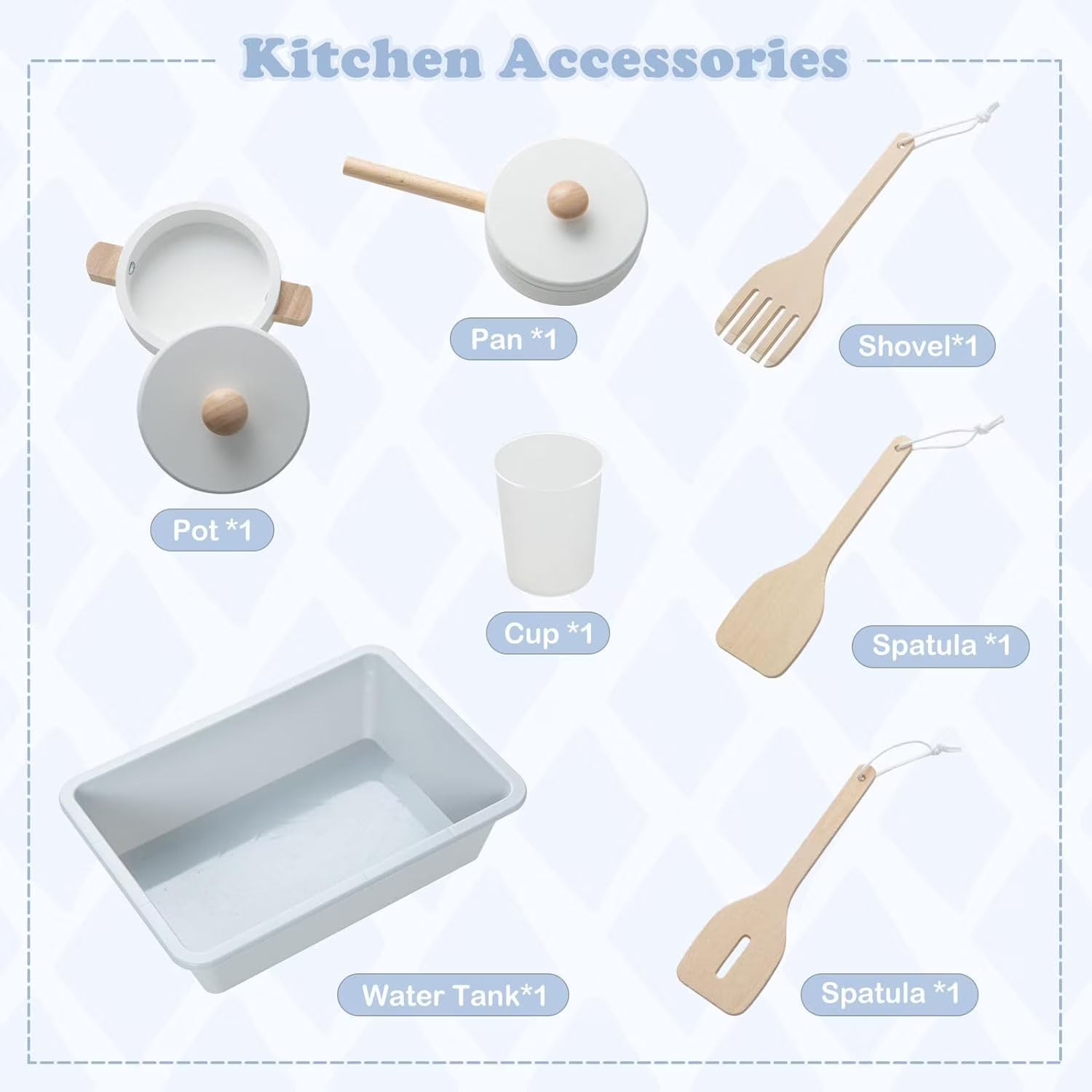 OLAKIDS Wooden Kids Kitchen Playset with Microwave, Pretend Cooking Toy Set