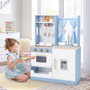 OLAKIDS Wooden Kids Kitchen Playset with Microwave, Pretend Cooking Toy Set