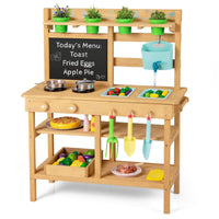 OLAKIDS Outdoor Mud Kitchen for Kids with Running Water & Accessories for Ages 3+