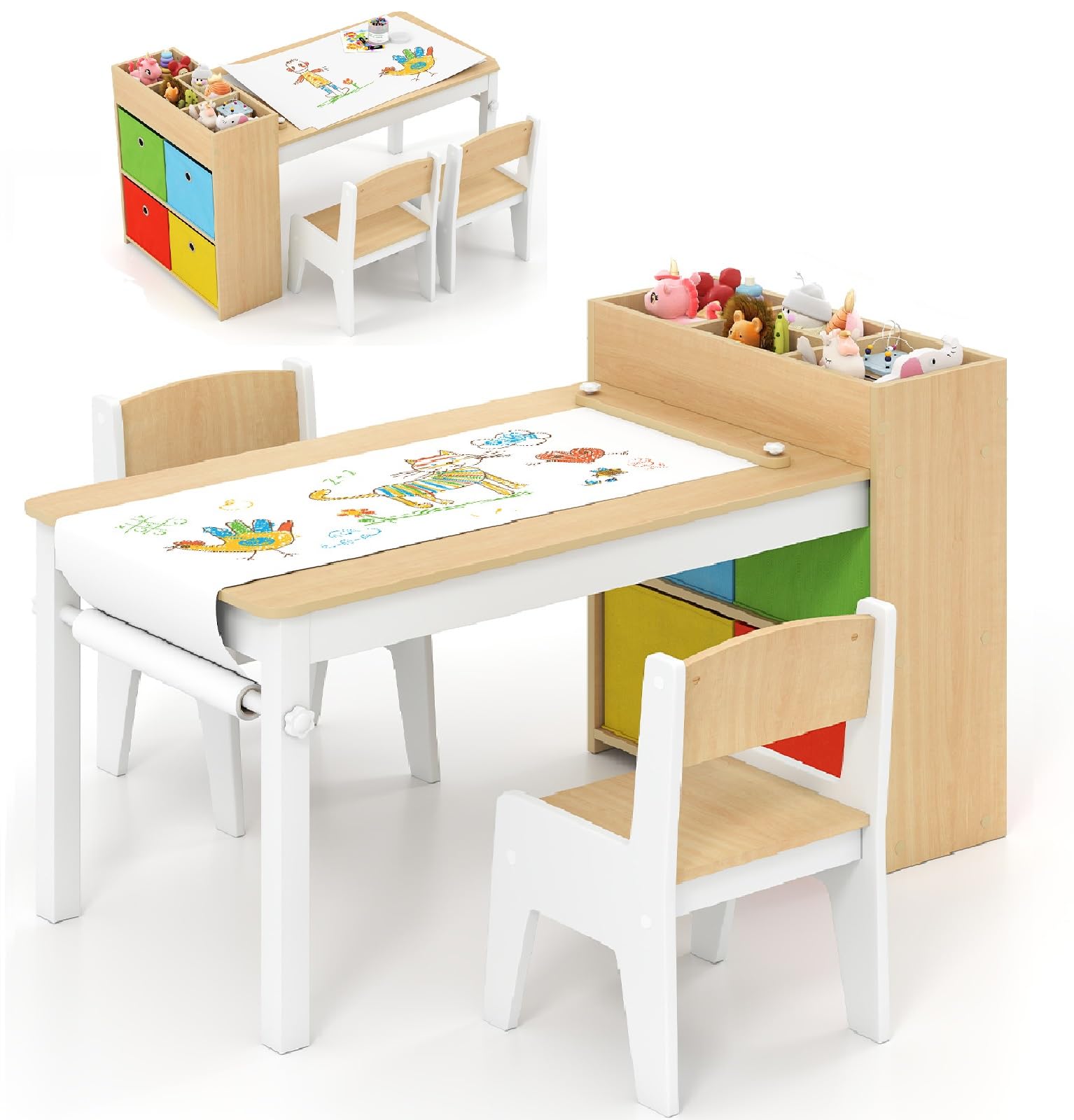 OLAKIDS Kids Table and Chair Set, Toddler Art Craft Play Wood Activity Desk