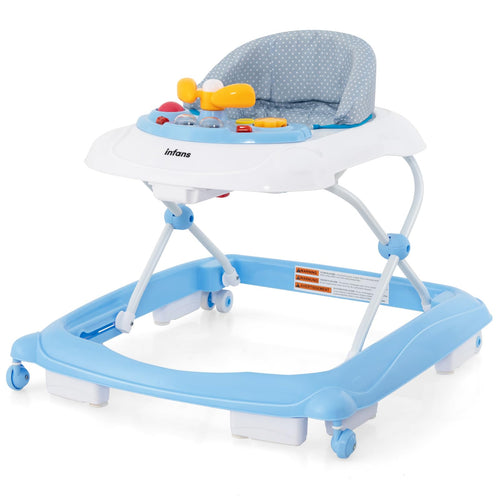 INFANS Foldable Baby Walker, 3 in 1 Toddler Walker Leaning-Seated Walk-Behind with Washable Seat Cushion