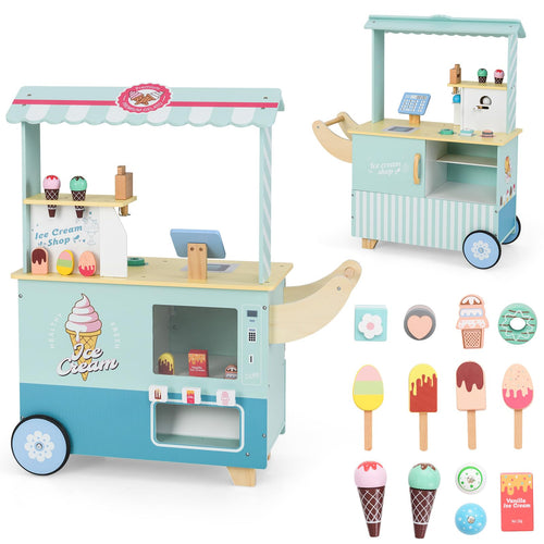 OLAKIDS Ice Cream Cart Grocery Store Marketplace Toy for Ages 3+