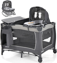 INFANS 4 in 1 Pack and Play, Portable Baby Kid Infant, Travel Playard with Bassinet, Mattress, Diaper Changer