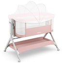 INFANS 5 in 1 Baby Bassinet, Upgraded Flat Rocking Bedside Sleeper with Wheels, Storage Basket, Travel Bag