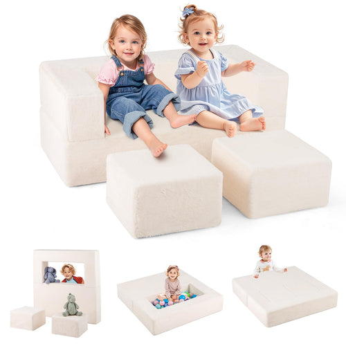 INFANS Modular Kids Play Couch, Toddler Sectional Fort Building Sofa