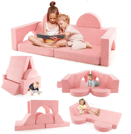 OLAKIDS Mondular Kids Play Couch, 8PCS Toddler Sectional Sofa Building Fort