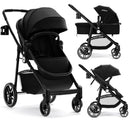 INFANS 2 in 1 Baby Stroller, High Landscape Infant Stroller & Reversible Bassinet Pram, Foldable Pushchair