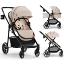 INFANS 2 in 1 Baby Stroller, High Landscape Infant Stroller & Reversible Bassinet Pram, Foldable Pushchair