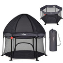 INFANS Baby Playpen with Removable Mesh & UV Canopy, 53" Portable Playhouse with Carry Bag, Easy Folding Playard Activity Center