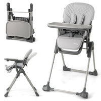 INFANS Baby High Chair, Convertible Quick Folding Portable Highchair with Adjustable Height Backrest Footrest