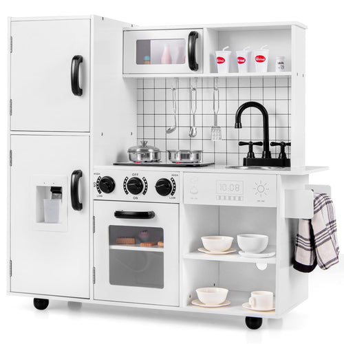 OLAKIDS Play Kitchen for Kids, Wooden Kids Play Kitchen Playset