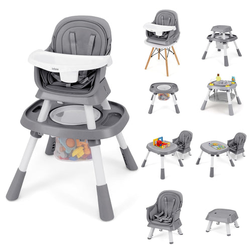 INFANS 9 in 1 High Chair, Convertible Baby Highchair, Table and Chair Set Building Block Infant Dining Booster Seat