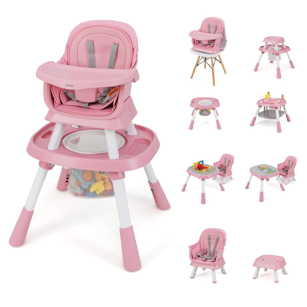 INFANS 9 in 1 High Chair, Convertible Baby Highchair, Table and Chair Set Building Block Infant Dining Booster Seat